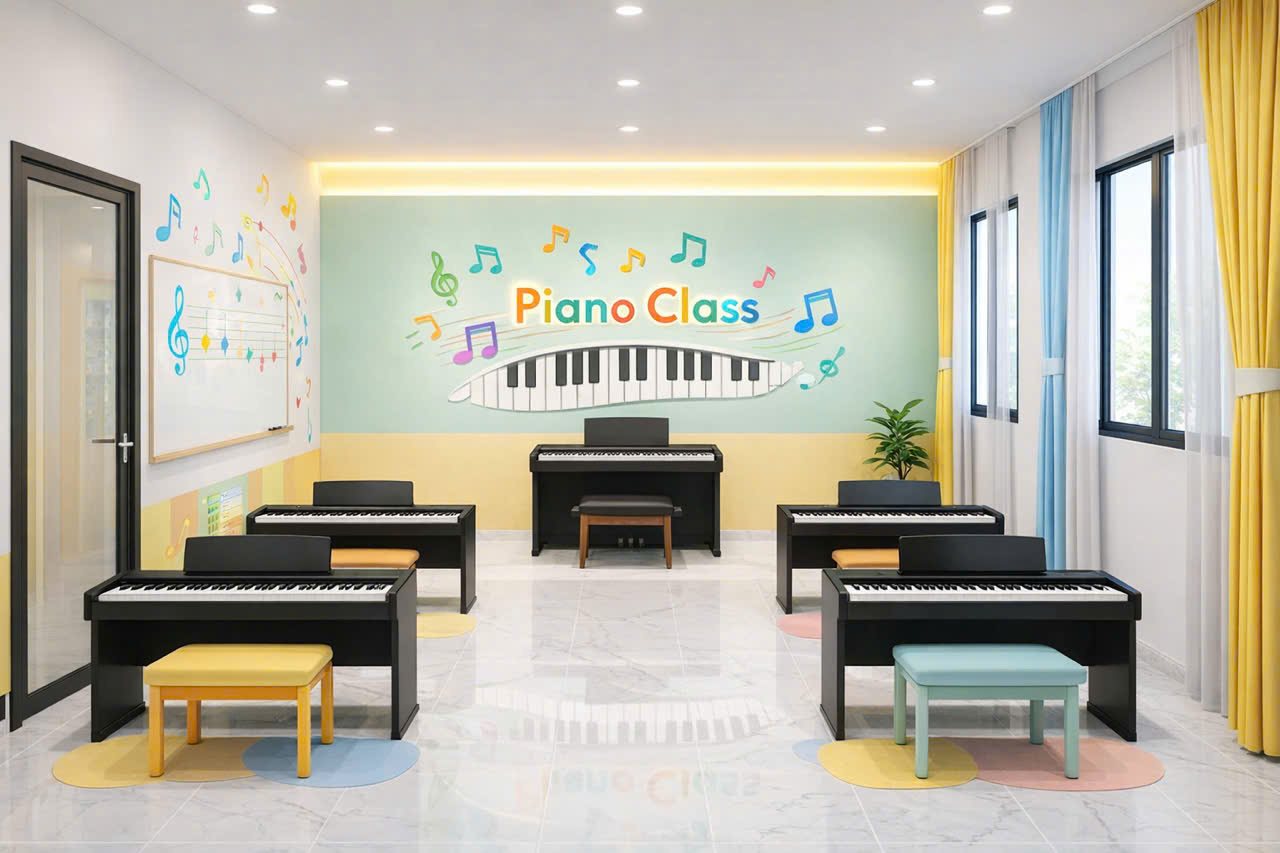 Phòng học Piano Kids - sắc màu vui tươi